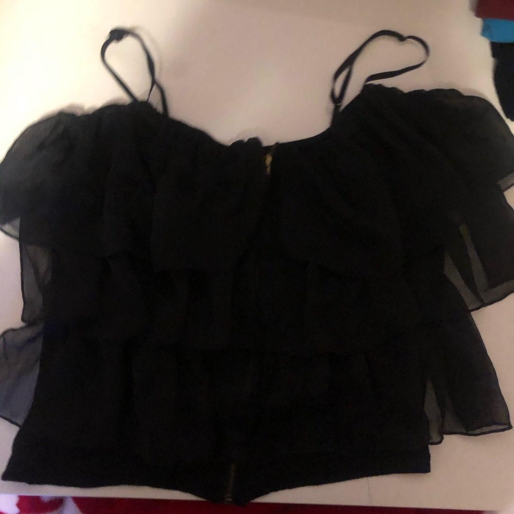 Black Ruffle Tank Top - Picture 2 of 4